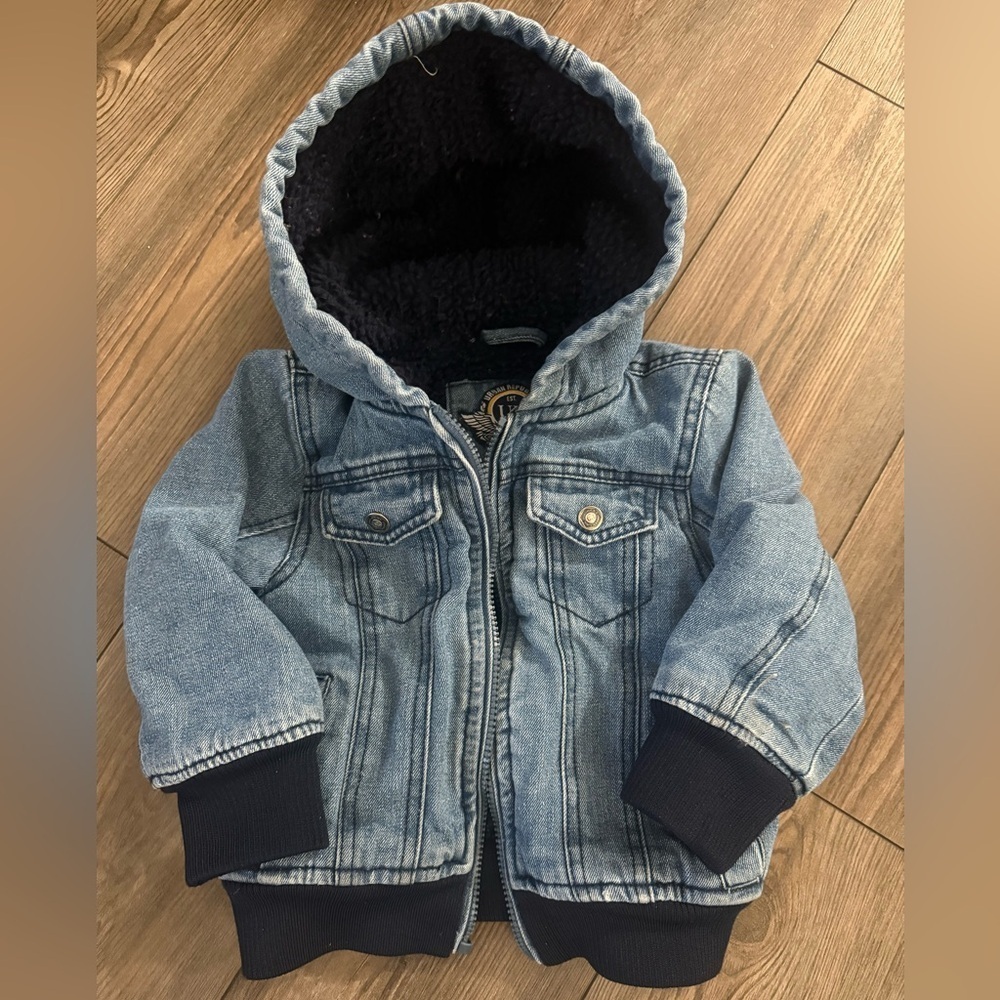 Urban Republic Sherpa Lined Denim Jacket 3T • Medium Wash Hooded Coat - Picture 1 of 5